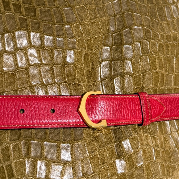Cartier Accessories - Cartier Red Belt with Gold Buckle